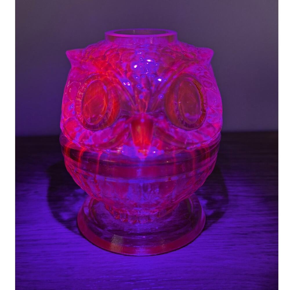 RARE! Cornflower Blue UV Reactive Selenium Owl Fairy Lamp MINT!
